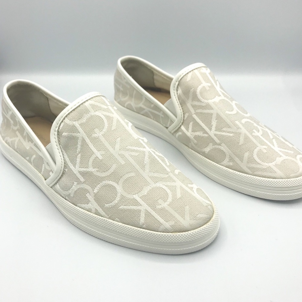 Calvin Klein Cream Slip-On Sneakers